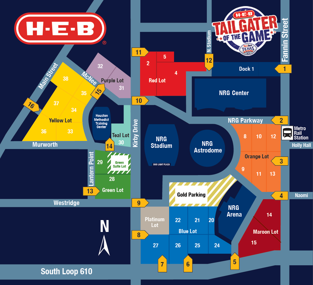 Parking Map for TaxAct Texas Bowl